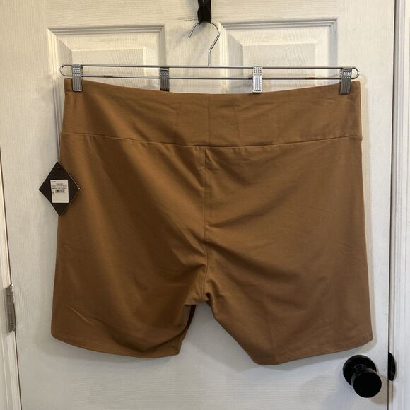 NWT Ava & Viv 3X Brown Bike Shorts Plus Size High Rise Stretch Lounge Soft - Picture 2 of 16